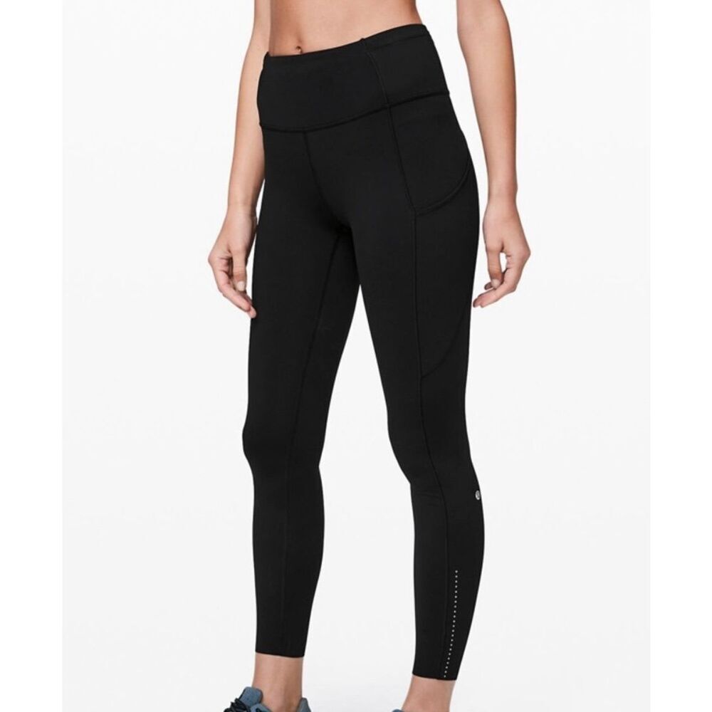 Lululemon black fast and fre 25” crop leggings with pockets size 2